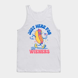 Hot Dog I'm Just Here For The Wieners Funny Fourth of July Tank Top